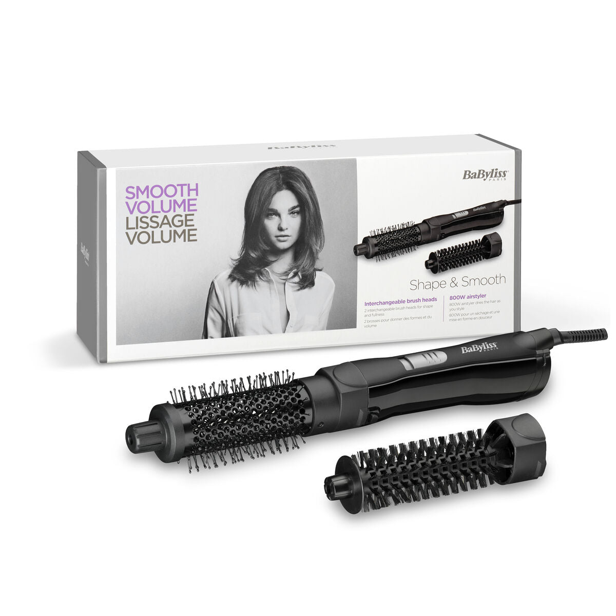 Escova de Styling AS82E Babyliss Shape & Smooth Elétrico 1 Peça (2 Unidades) (1 Unidade) 800W (3 pcs) - Fabulosa