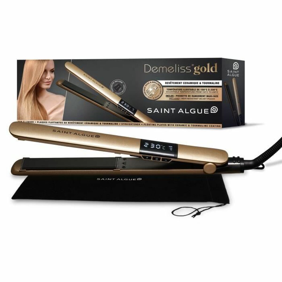 Ferro de Cabelo Saint-Algue Demeliss GOLD Preto Dourado - Fabulosa